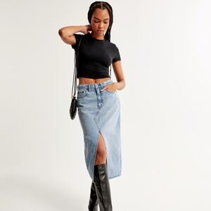 Abercrombie & Fitch Light Blue High Rise Denim Skirt NWT